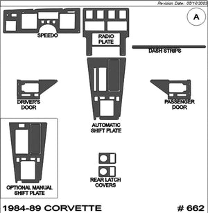 1984-1989 Chevrolet Corvette Real Brushed Aluminum Dash Trim Kit