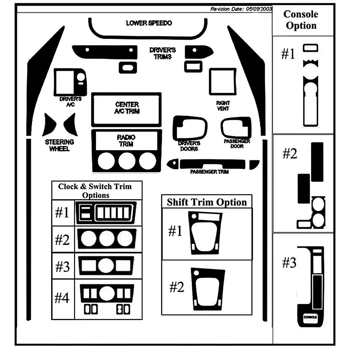 1996-2002 BMW Z3 Wood Grain Dash Trim Kit