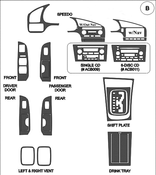 2001-2003 Acura TL Real Brushed Aluminum Dash Trim Kit