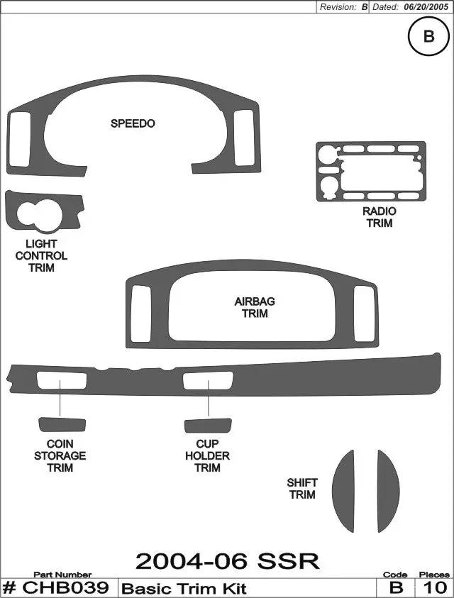 20032006 Chevrolet SSR Real Carbon Fiber Dash Trim Kit