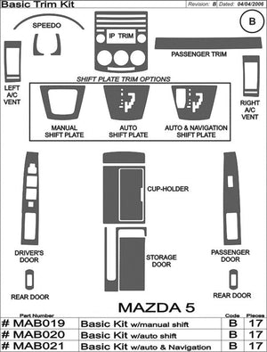 2006-2007 Mazda 5 Real Carbon Fiber Dash Trim Kit