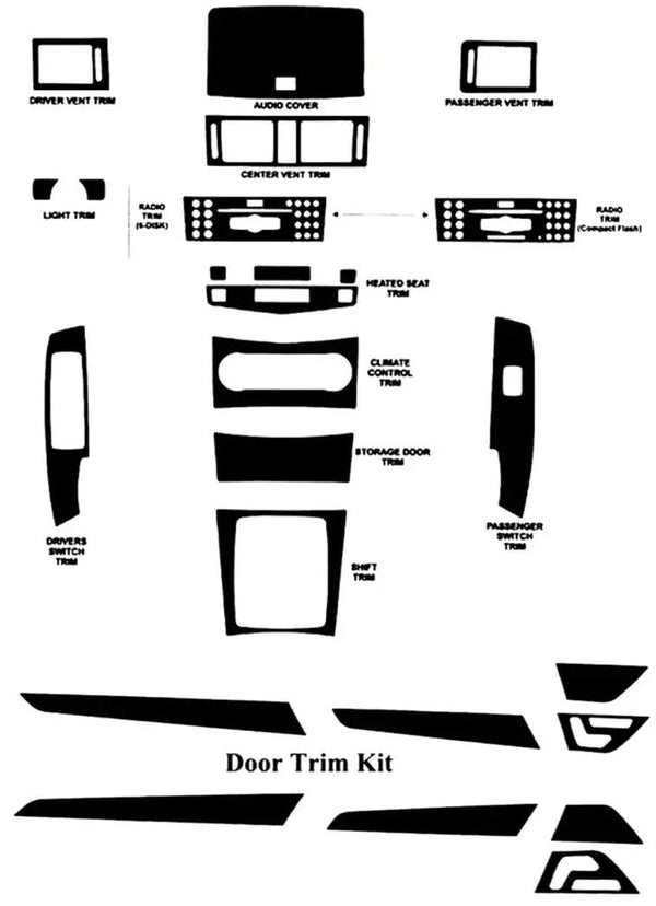 2008-2011 Mercedes Benz C-Class Sedan Complete Wood Grain Dash Trim Kit