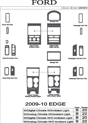 2009-2010 Ford Edge Real Brushed Aluminum Dash Trim Kit