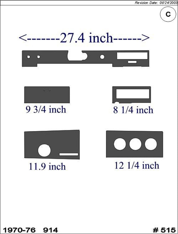 1970-1976 Porsche 914 Real Brushed Aluminum Dash Trim Kit