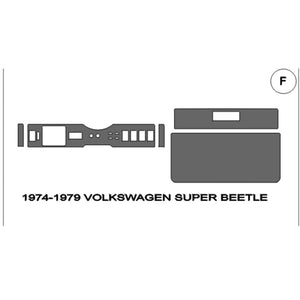 1974-1979 Volkswagen SUPER Beetle Real Brushed Aluminum Dash Trim Kit