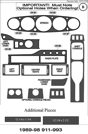1989-1998 Porsche 993 Real Carbon Fiber EXT Dash Trim Kit