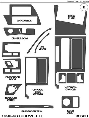 1990-1993 Chevrolet Corvette Real Carbon Fiber Dash Trim Kit