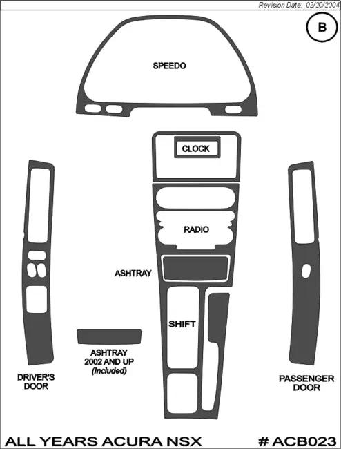 1991-2004 Acura NSX Real Carbon Fiber Dash Trim Kit