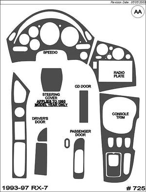 1993-1997 Mazda RX-7 Real Carbon Fiber Dash Trim Kit