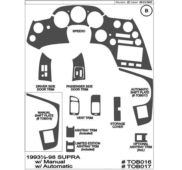 1993-1998 Toyota Supra Wood Dash Trim Kit