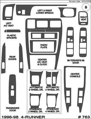 1996-1998 Toyota 4-Runner Wood Grain Dash Trim Kit