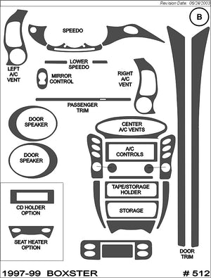 1997-1999 Porsche Boxster Real Carbon Fiber Dash Trim Kit