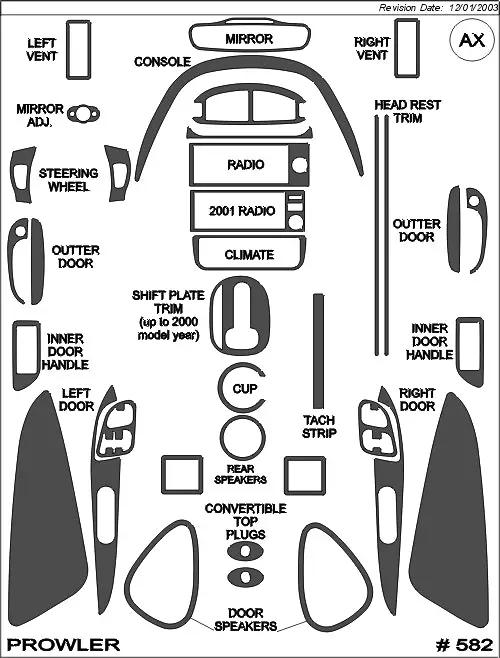 1997-2002 Plymouth Prowler Real Carbon Fiber Dash Trim Kit