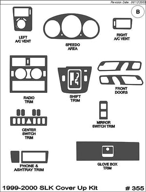 1999-2000 Mercedes Benz SLK Real Brushed Aluminum Dash Trim Kit