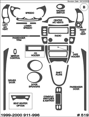 1999-2000 Porsche 996 Wood Grain Dash Trim Kit