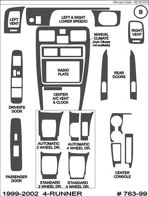 1999-2002 Toyota 4-Runner Wood Grain Dash Trim Kit