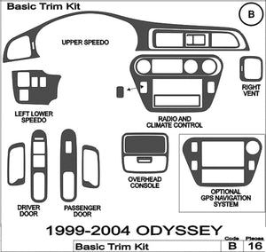 1999-2004 Honda Odyssey Real Brushed Aluminum Dash Trim Kit
