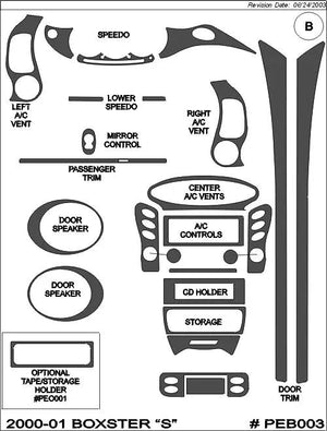 2000-2001 Porsche Boxster "S" Real Carbon Fiber Dash Trim Kit