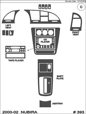 2000-2002 Daewoo Nubira Wood Grain Dash Trim Kit