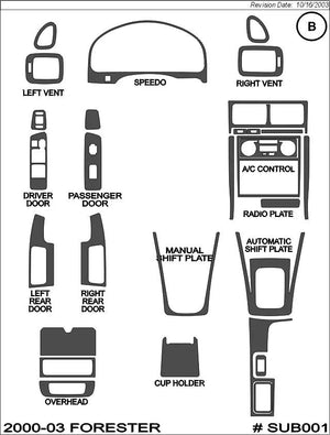 2000-2003 Subaru Forester Wood Grain Dash Trim Kit
