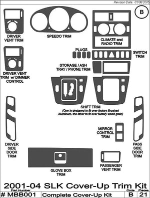 2001-2004 Mercedes Benz SLK Real Carbon Fiber Dash Trim Kit