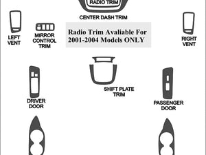2001-2004 Toyota Highlander Real Brushed Aluminum Dash Trim Kit