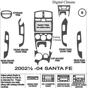 2002-2004 Hyundai Santa Fe Real Carbon Fiber Dash Trim Kit