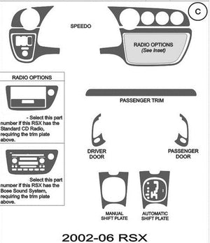 2002-2006 Acura RSX Real Carbon Fiber Dash Trim Kit