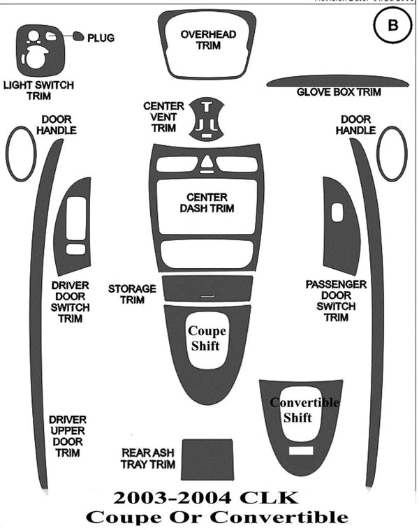 2003-2004 Mercedes Benz CLK Real Carbon Fiber Dash Trim Kit