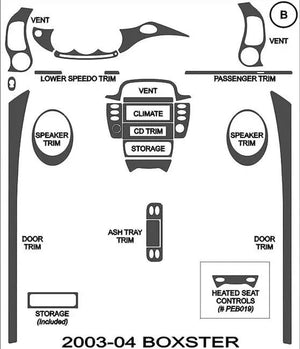 2003-2004 Porsche Boxster Real Carbon Fiber Dash Trim Kit
