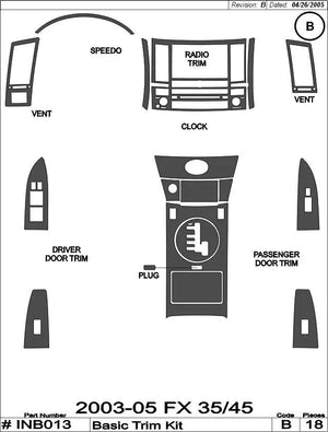 2003-2005 Infiniti FX 35/45 Wood Grain Dash Trim Kit