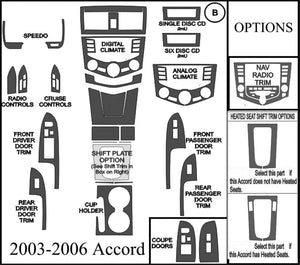2003-2006 Honda Accord Real Brushed Aluminum Dash Trim Kit