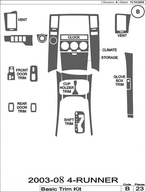 2003-2008 Toyota 4-Runner Wood Grain Dash Trim Kit