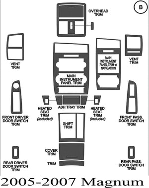 2005-2007 Dodge Magnum Real Carbon Fiber Dash Trim Kit