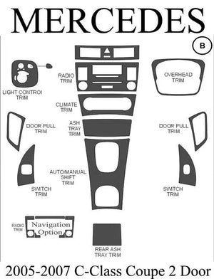 2005-2007 Mercedes Benz C-Class Coupe Real Carbon Fiber Dash Trim Kit