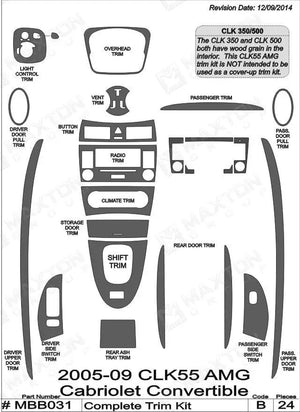 2005-2009 Mercedes Benz CLK Real Carbon Fiber Dash Trim Kit