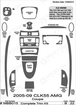 2005-2009 Mercedes Benz CLK Real Carbon Fiber Dash Trim Kit