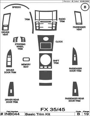 2006-2008 Infiniti FX 35/45 Wood Grain Dash Trim Kit