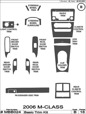 2006-2008 Mercedes Benz ML Real Carbon Fiber Dash Trim Kit
