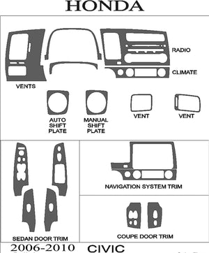 2006-2011 Honda Civic Real Carbon Fiber Dash Trim Kit