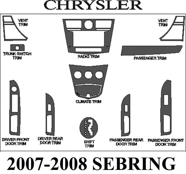 2007-2008 Chrysler Sebring Real Brushed Aluminum Dash Trim Kit
