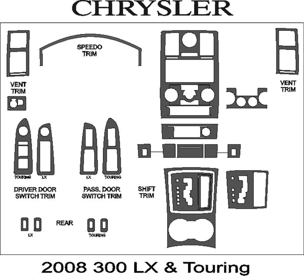 2008-2010 Chrysler 300 Real Brushed Aluminum Dash Trim Kit