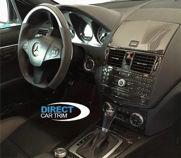 2008-2011 Mercedes Benz C-Class Sedan Complete Real Carbon Fiber Dash Trim Kit