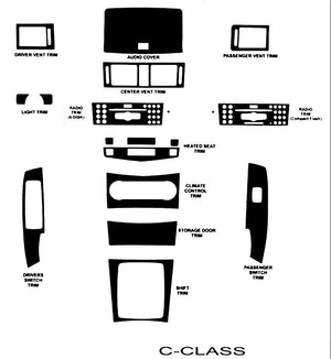 2008-2011 Mercedes Benz C Class Sedan Real Brushed Aluminum Dash Trim Kit