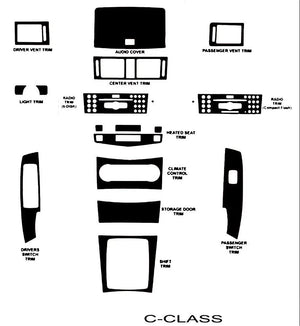 2008-2011 Mercedes Benz C Class Sedan Real Carbon Fiber Dash Trim Kit