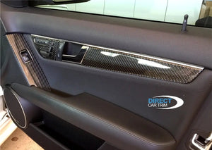 2008-2011 Mercedes Benz C-Class Sedan Real Carbon Fiber Interior Door Trim Kit