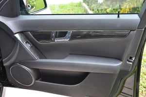 2008-2011 Mercedes Benz C-Class Sedan Real Carbon Fiber Interior Door Trim Kit