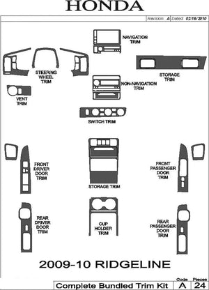 2009-2010 Honda Ridgeline Real Carbon Fiber Dash Trim Kit