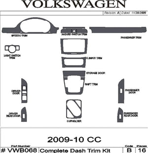 2009-2010 Volkswagen CC Wood Grain Dash Trim Kit
