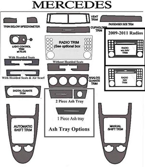 2009-2011 Mercedes Benz SLK Wood Grain Dash Trim Kit